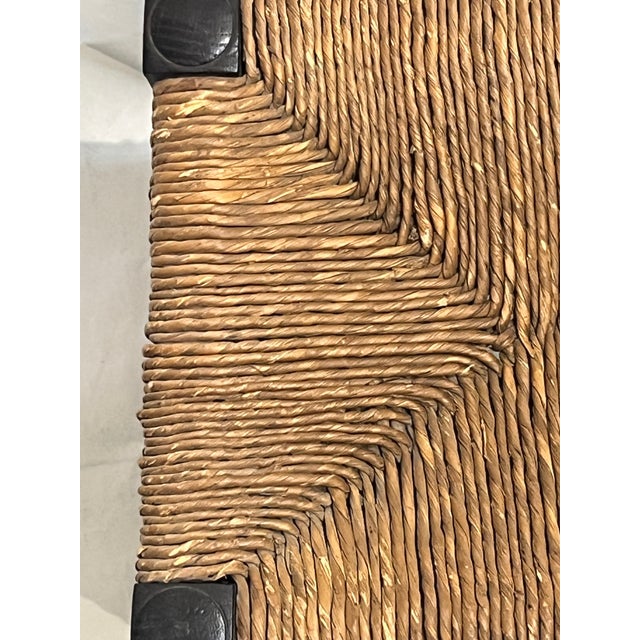 Antique English Jacobean Style Country Woven Rush Seat Stool With Bobbin Legs For Sale - Image 14 of 16