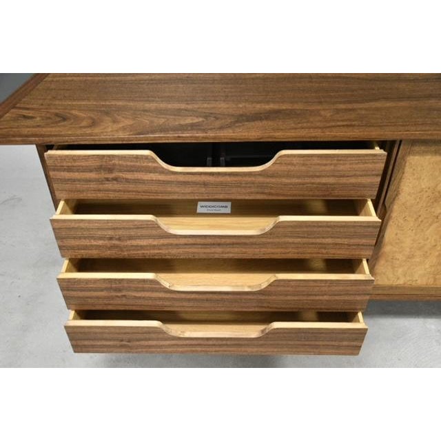 1950s Refinished George Nakashima Walnut and Carpathian Elm Burl 84” Credenza for Widdicomb Model 205 For Sale - Image 9 of 13