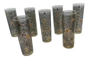 20th Century Tom Collins Starburst Highball Glasses - Set of 7