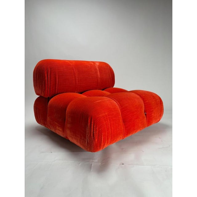 Mario bellini b&b italia 'camaleonda' lounge chair in original red velvet 1973 the camaleonda sofa, designed by renowned...