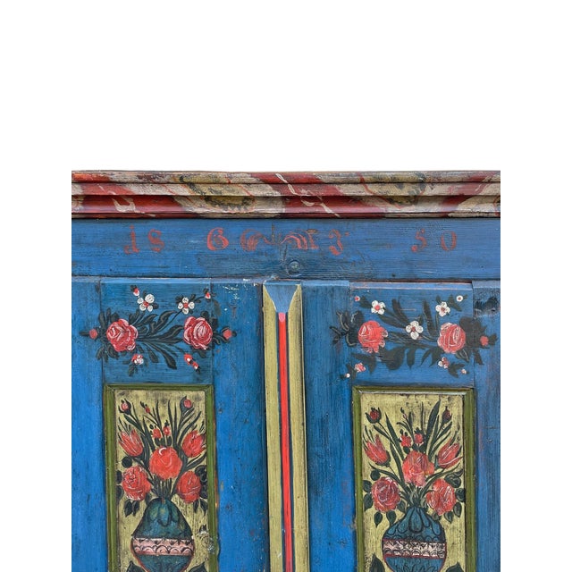 Antique Blue Painted Cupboard, 1850 For Sale - Image 11 of 18