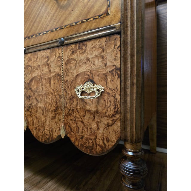 Sienna Stunning Antique Chevron & Burl Marquetry Inlaid Commode Chest of Drawers For Sale - Image 8 of 12