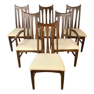 Set of Six Mid-Century Walnut Dining Chairs For Sale