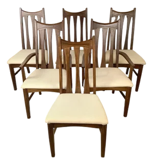 Set of Six Mid-Century Walnut Dining Chairs