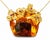 Mid 20th Century 14k Yellow Gold Amber Ruby Floral Pendant Necklace For Sale - Image 4 of 4