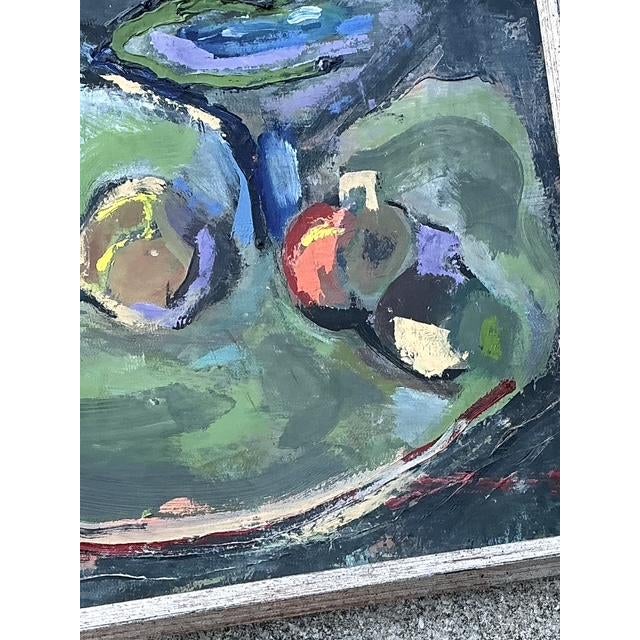 Wood Vintage Original Abstract Still Life on Canvas For Sale - Image 7 of 12