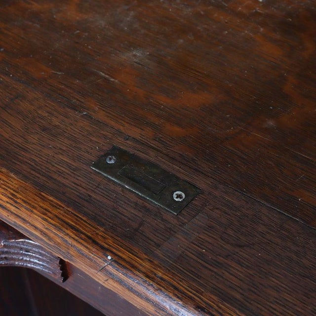 Arts & Crafts Quarter Sawn Oak Paneled Roll Top Desk With Full Interior C1910 For Sale - Image 9 of 16
