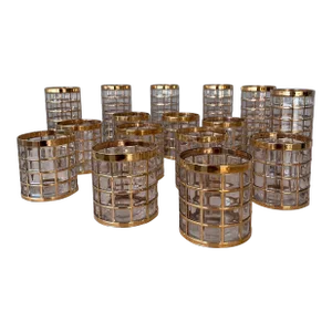 Mid-Century Modern 22k Glassware- 16 Pieces
