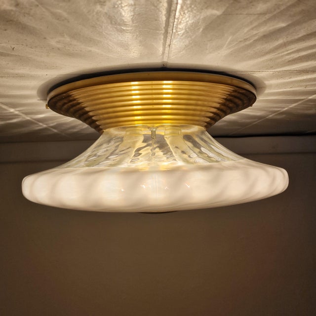 Large Mid-Century Italian Swirl Murano Glass Flush Mount, 1970s For Sale - Image 11 of 13