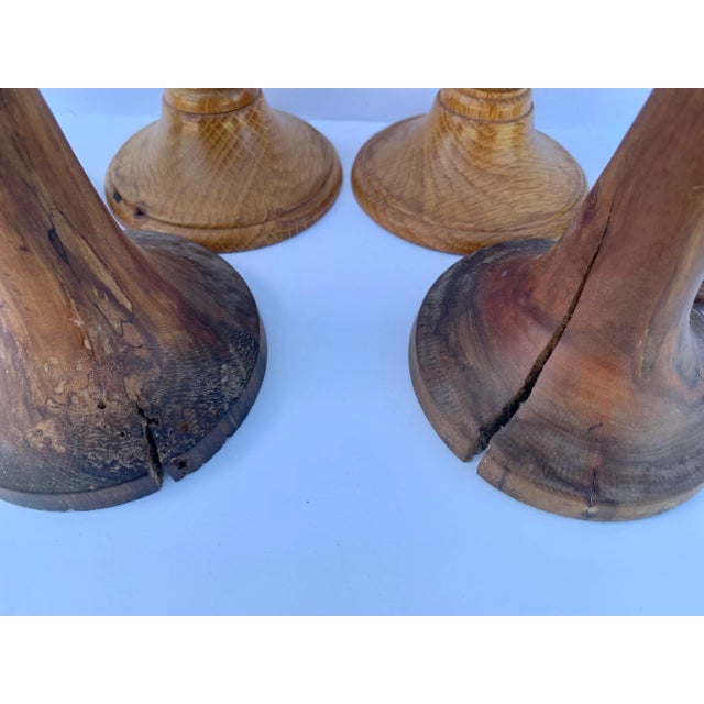 Assortment of Turned Wood Candlesticks- Set of 6 For Sale - Image 4 of 11