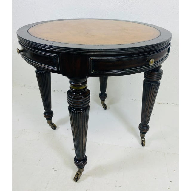Lillian August Embossed Leather Topped Side Table. For Sale - Image 11 of 11