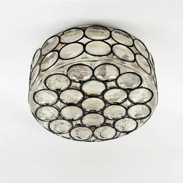 Stunning mid-century modern glass ceiling mount fixture from limburg, germany's leading glasswork, renowned for its...