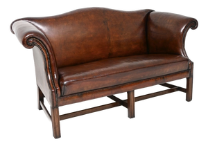 Antique Leather Hump Back Sofa, 1920s