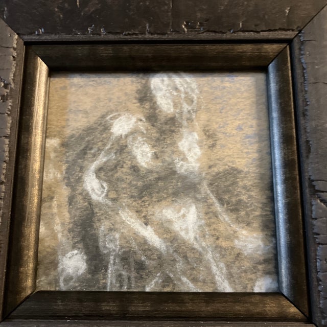 Original 5 x 5 abstract pastel drawing on tan paper unsigned Overall size with new old stock frame is 10.5 x 10.5 Check...