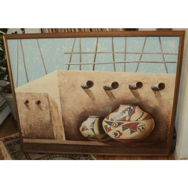 Mid 20th Century Vintage Signed a Dumas Large African or Western Native Theme Oil Painting For Sale - Image 5 of 11