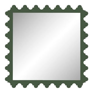 Fleur Home Garden District Magazine Square Mirror in Duck Green, 47x47 For Sale