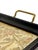 Antique English Glass Top Wood Tray With Brass Handles and Brocade Fabric For Sale - Image 10 of 16