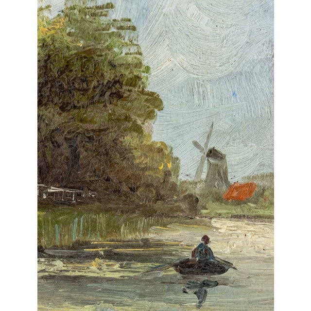 Traditional Dutch School River Landscape Oil on Panel For Sale - Image 3 of 6