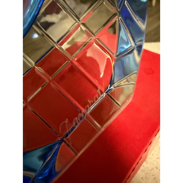 Baccarat Crystal Neptune Cobalt Blue Vase 7.5in by Thomas Bastide New For Sale - Image 10 of 11