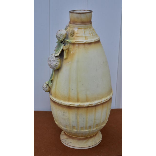 Robert Hanke Porcelain Vase Antique Austria Art Nouveau 3d Floral Encrusted For Sale - Image 9 of 18