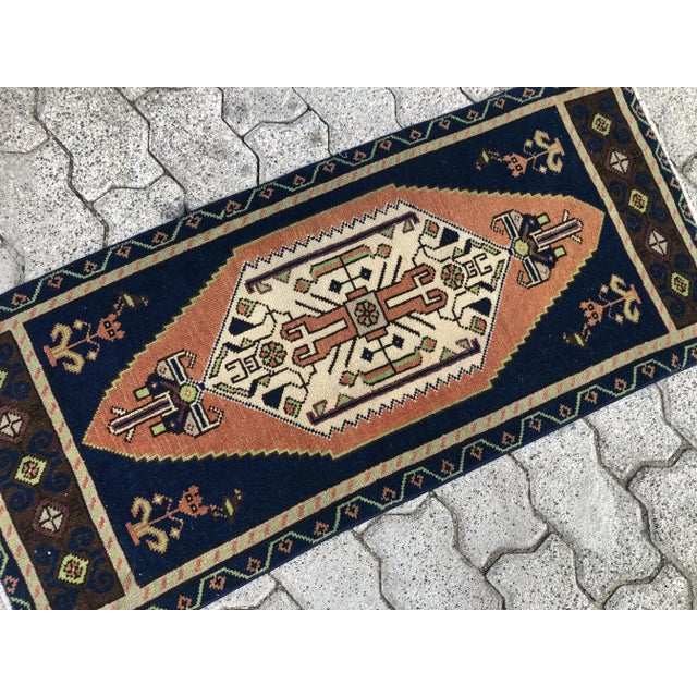 Tribal Turkish Handmade Wool Rug For Sale - Image 3 of 6