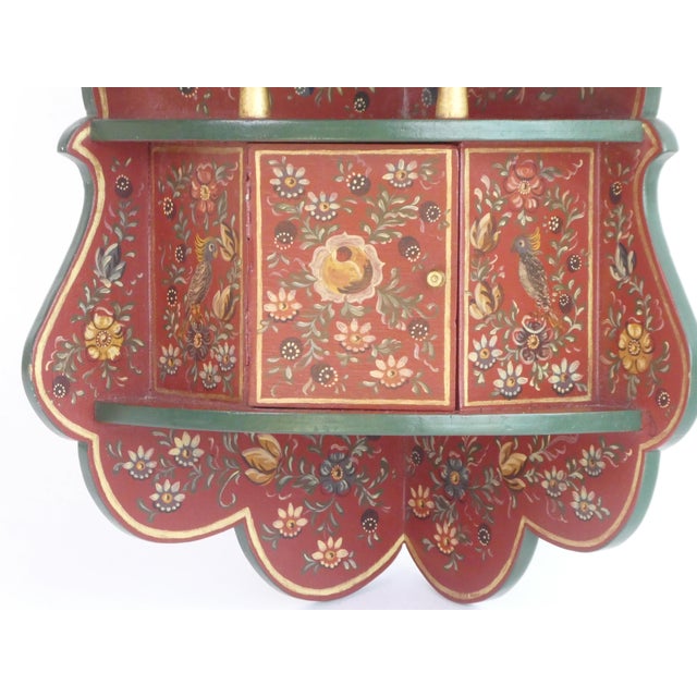 Vintage Hand Painted Red Wall Corner Cabinet, 1960s For Sale - Image 3 of 11