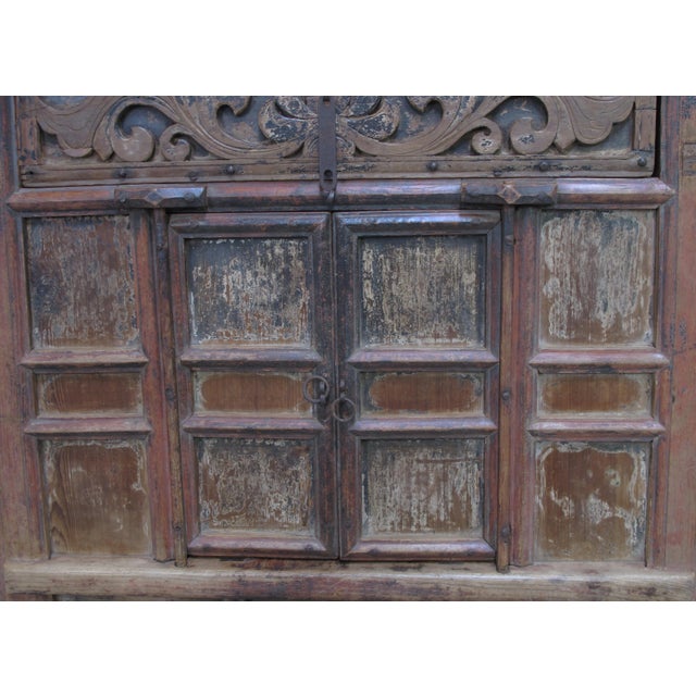 Brown Antique Carved Elm Cabinet For Sale - Image 8 of 11