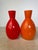 Pair of vintage ceramic sake bottles/bud vases by OMC (Otagiri Mercantile Company) of Japan, each in a high-gloss glaze —...
