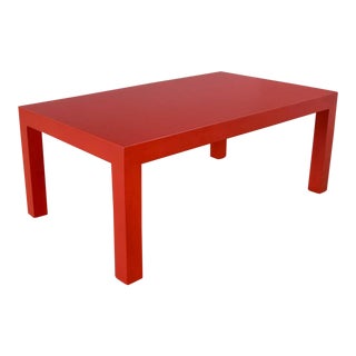 Vintage Mid-Century Chinese Red Painted Rectangle Parsons Coffee Table For Sale