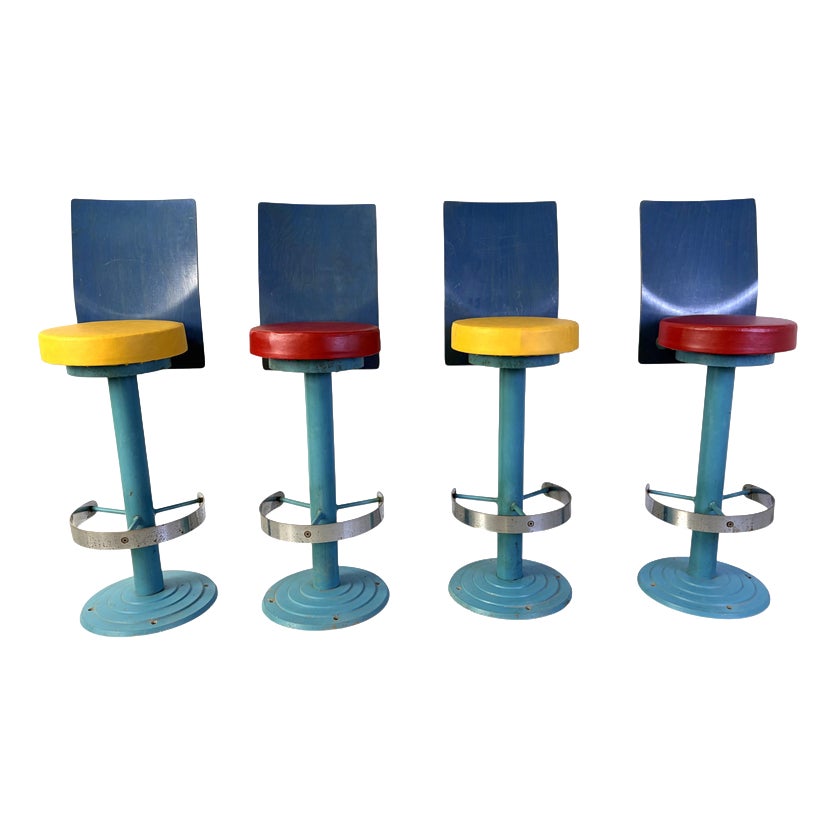 Vintage Industrial Bar Stools, United States, 1980s, Set of 4 | Chairish