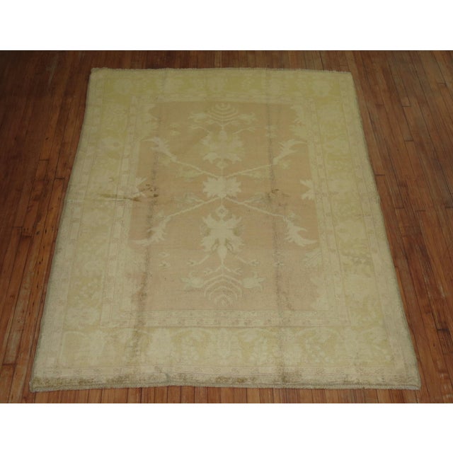 Vintage Inspired Zabihi Collection Turkish Oushak Square Neutral Rug For Sale - Image 4 of 10
