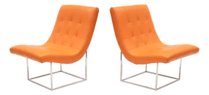 Pair of Vintage Mid Century Scoop Chairs by Milo Baughman