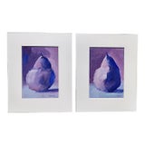 "Smooth Jazz Duo" Contemporary Original Set of 2 Impressionist Fauvist Pear Still Life Paintings by Linda McDonough For Sale