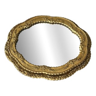 Italian Baroque Oval Gilt Gesso Woo Mirror, 1930s For Sale