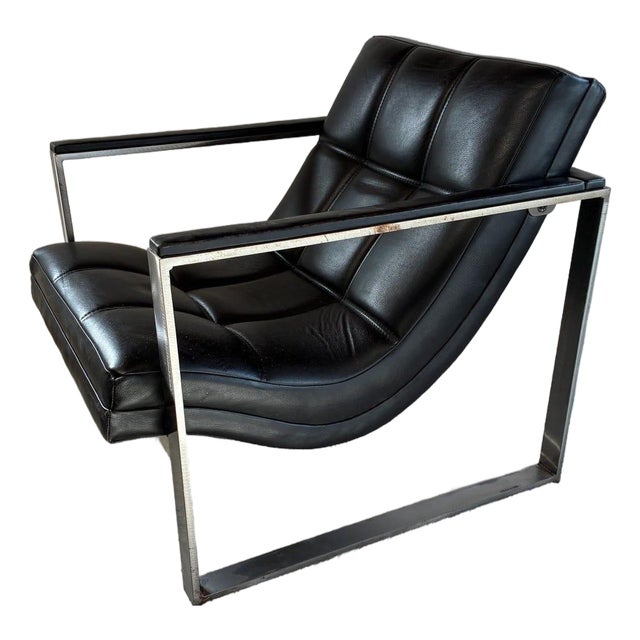 Vintage Chrome Leather Lounge Chair – Mid Century Modern Bauhaus Accent Seating For Sale
