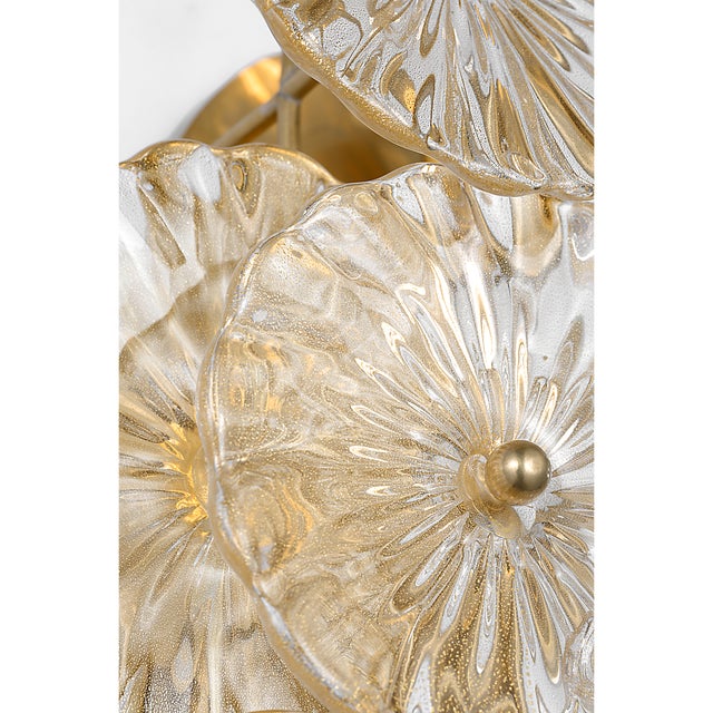 Julie Neill for Visual Comfort Signature Gianna 21" Layered Sconce in Hand-Rubbed Antique Brass with Gold Fleck Glass For Sale In Houston - Image 6 of 15
