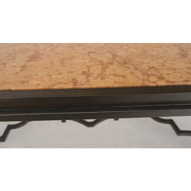 Heavy Forged Bronzed Iron Base Rouge Marble Top Coffee Table Mint For Sale - Image 10 of 12