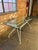 Vintage Glass Dining Table With White Painted Steel Spider Base For Sale In Chicago - Image 6 of 7