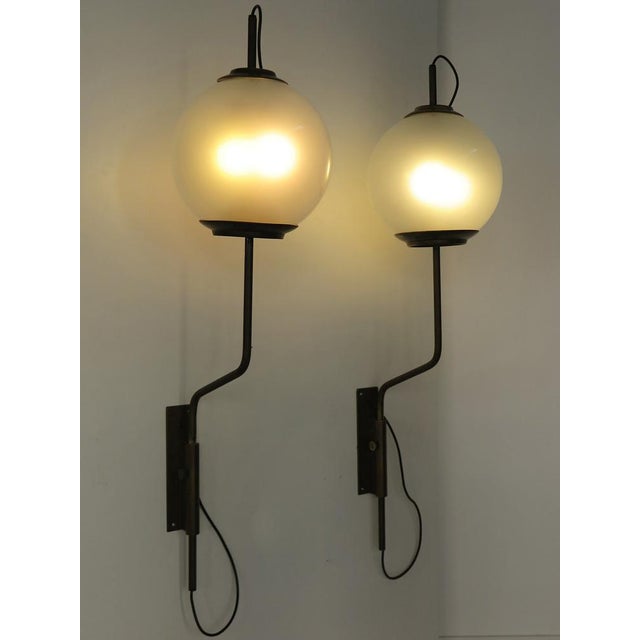 Azucena LP11 Wall Lamps in Brass and Glass by Luigi Caccia Dominioni for Azucena, Italy, 1950s, Set of 2 For Sale - Image 4 of 18