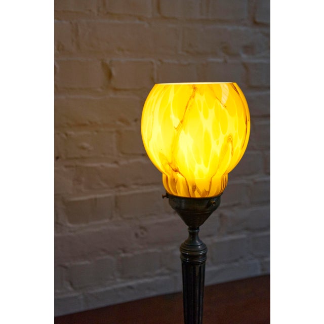 Art Deco Table Lamp with Marbled Glass Shade, 1930s For Sale - Image 4 of 13