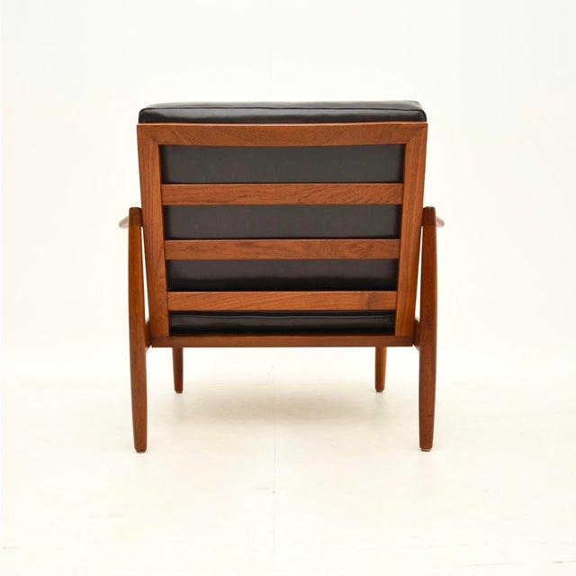 Vintage Danish Teak and Leather Armchair by Christian Jensen for Haslev, 1960 For Sale - Image 6 of 12