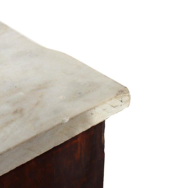 Brown Antique Renaissance Revival Walnut Marble Top Three Drawer Chest C1890 For Sale - Image 8 of 18
