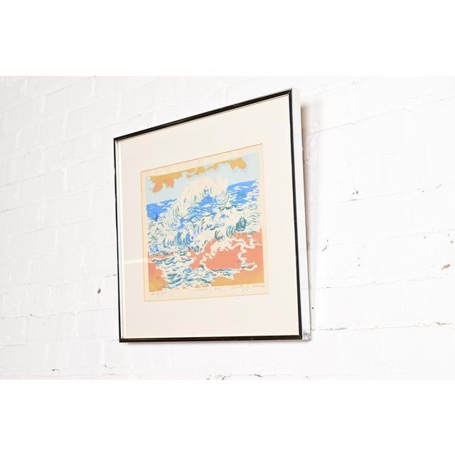 Mid-Century Modern Dorothy J. Adams Original Signed "Frolicking Surf" Framed Serigraph For Sale - Image 3 of 10