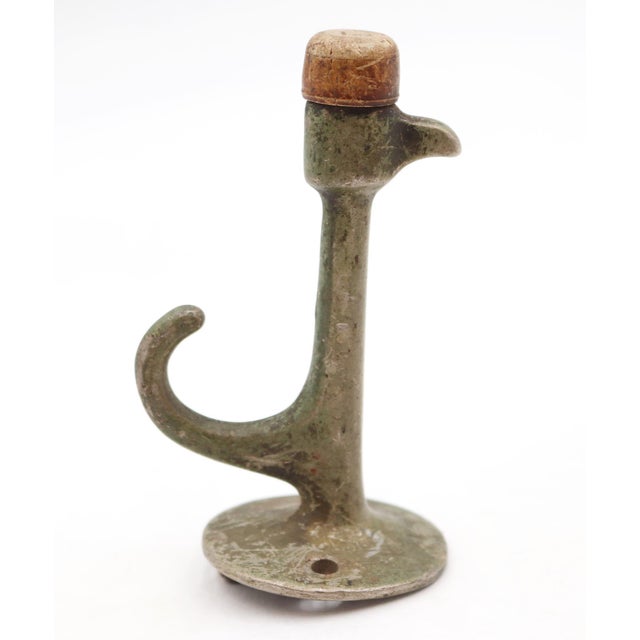 Traditional Vintage Nickel Plated Brass Door Stopper Hook For Sale - Image 3 of 6