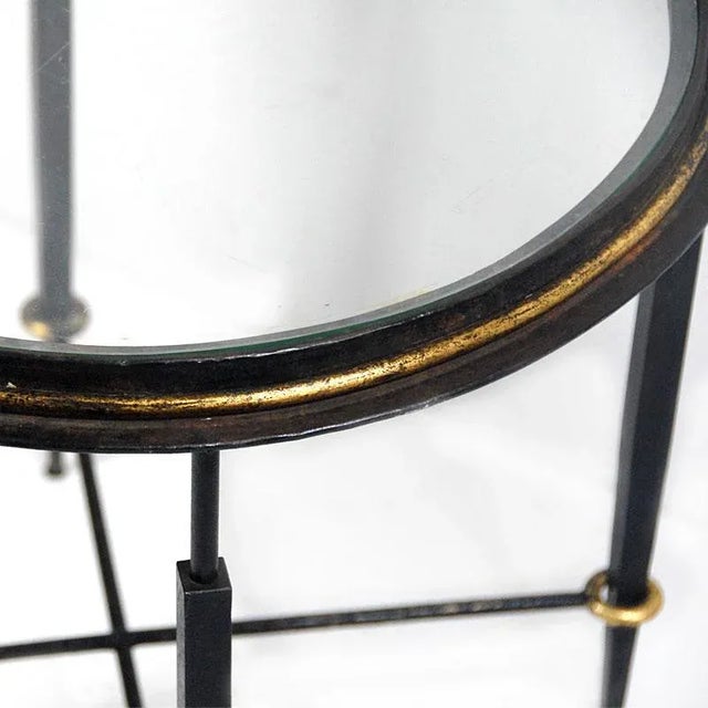 1920s Antique French Metal and Glass Side Table, 1920s For Sale - Image 5 of 9