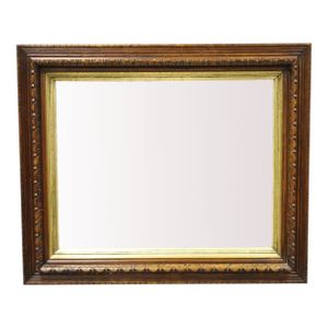 19th Century American Victorian Hand Carved Oak Wood Gold Gilt Shadow Box Wall Mirror