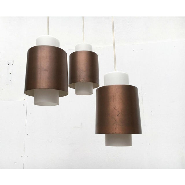 Metal Mid-Century Modern German Space Age Triple Cascade Copper and Glass Pendant Lamp from Staff, 1960s For Sale - Image 7 of 18