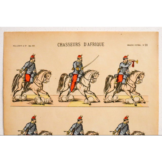 French 1880s - 1890s French Military Print - Imagerie d'Épinal #90 - Chasseurs d'Afrique For Sale - Image 3 of 3