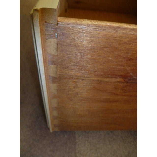 1970s Vitg Wicker Touched Up Drexel Campaign Lacquered Natural Rattan Desk Wood Dresser Glass Top Tommy Bahama Style Table Made For Sale - Image 5 of 8