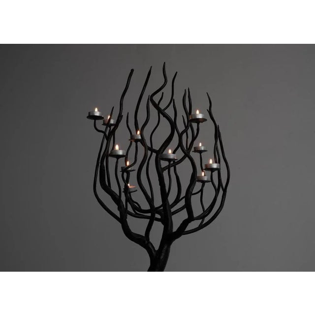 Large Tree Shaped Candleholder in Hand Forged Steel, 1960s For Sale - Image 11 of 12